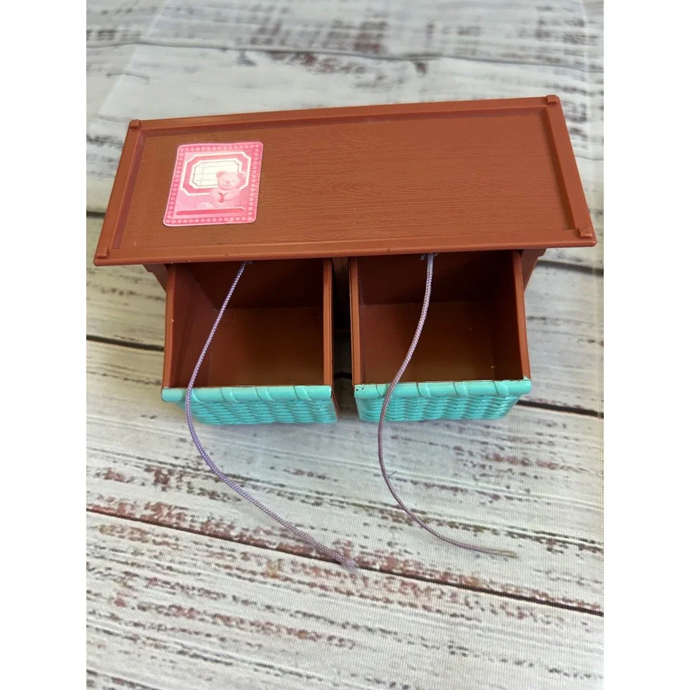 Fisher Price Loving Family Dollhouse Furniture Kids Brown Teal Bookshelf Console